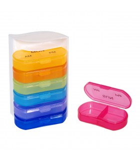 Разноцветни кутии за хапчета с дните от седмицата 7 х 10 см