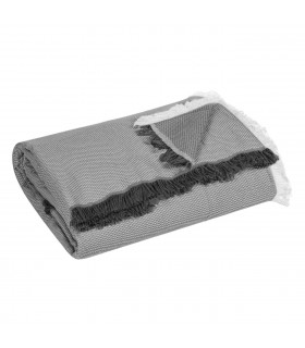 Декоративен килим Сив двуцветен с ресни Бял антрацит 340x180cm