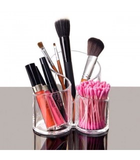 Прозрачен органайзер за козметика с 3 отделения тип моливник - 2207