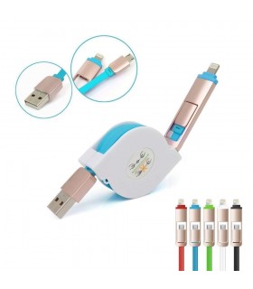 USB кабел 2в1 за адроид смартфони и Iphone, телескопичен