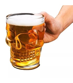 Забавна стъклена халба за бира във формата на череп