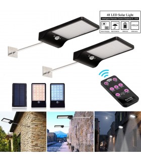 Външно Соларна осветление, лампа с 48 диода за стена със сензор за движение