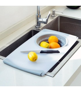 2 в 1 Дъска за рязане с гевгир, която се поставя над мивката