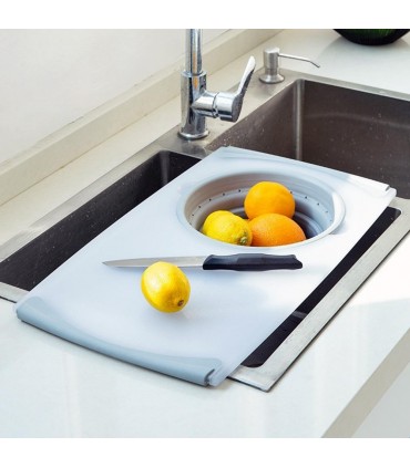 2 в 1 Дъска за рязане с гевгир, която се поставя над мивката