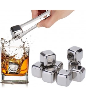 Метални кубчета за охлаждане на напитки с щипка