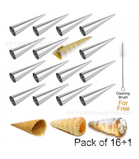 МЕТАЛНИ ФУНИЙКИ ЗА СЛАДКИ С КРЕМ К-Т 16 БР. С ЧЕТЧИЦА ЗА ПОЧИСТВАНЕ