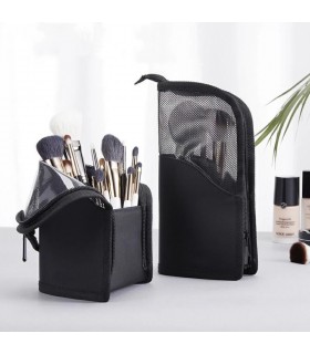 Козметичен несесер за пътуване, поставка за четки за грим и козметика с цип