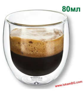 Двустенна чаша за еспресо кафе 80 мл – стъклена чаша без дръжка